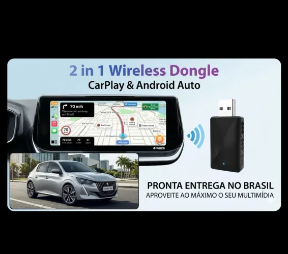 Carplay Android Auto Sem fio Automóvel USB dongle estilo pen drive multimidia adaptador
