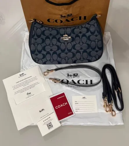 bolsa coach teri shoulder chambray azul