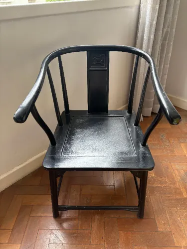 Par de poltronas Chinoise laca preta