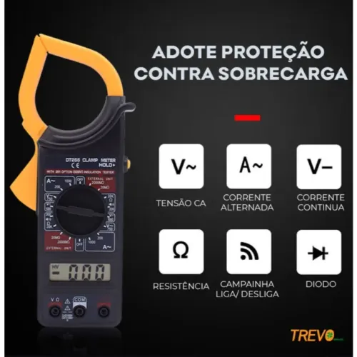 Alicate Amperímetro Digital Multímetro 500V Profissional MM-DLB Eletricista Teste Tensão e