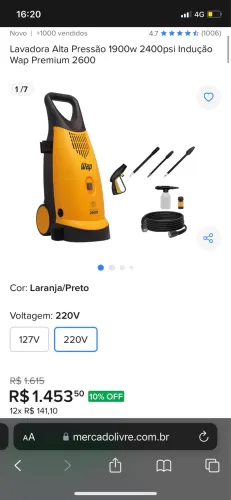 Lavadora de alta pressão 2600 psi/ libras Wap 