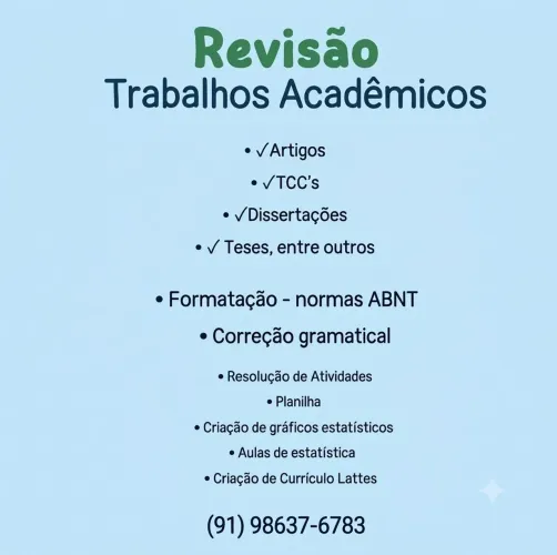 Correção e revisão de trabalhos Acadêmicos