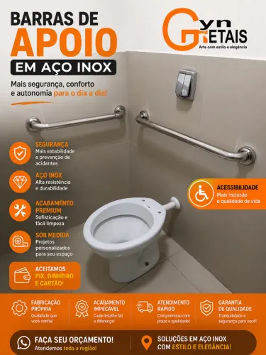 Barra de Apoio em Aço Inox para Banheiro - Acessibilidade e Segurança