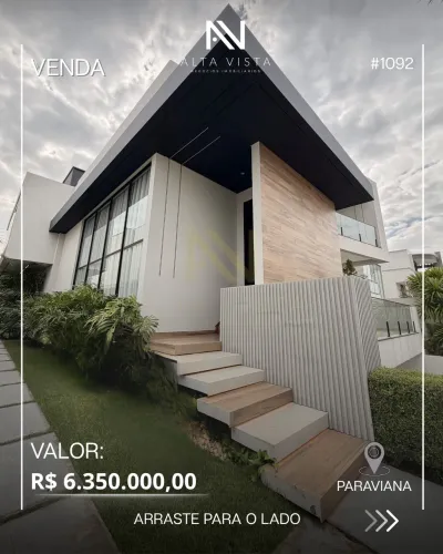 Casa de luxo em Paraviana: 4 suítes, 6 vagas, piscina e home theater por R$6,35Mi