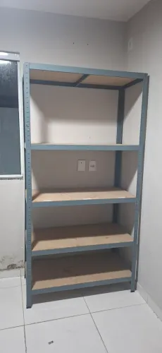 Estante de Aço e Madeira MDF com 5 Prateleiras Cinza Carga 196x100x50cm