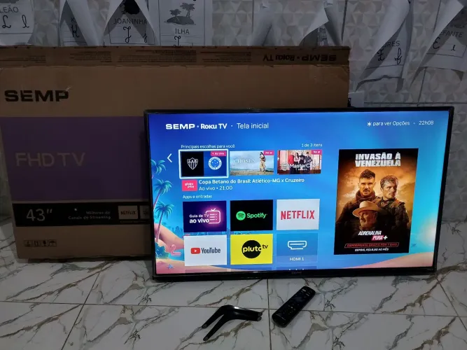 Tv Semp 43 polegadas smart 4k completa roku tv na caixa