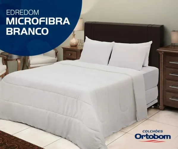 EDREDON MICROFIBRA ORTOBOM BRANCO 220x240 CASAL