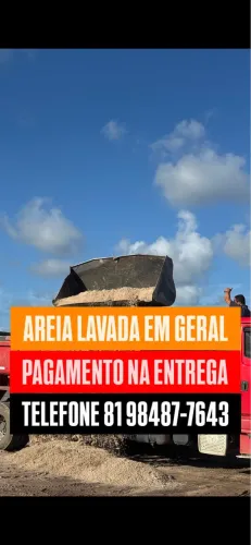 Areia lavada grossa, média, fingir. 14m pague somente na entrega