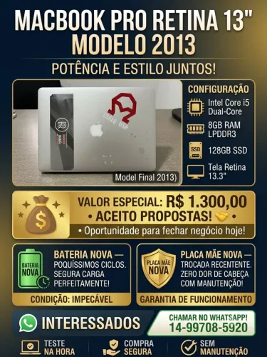 MacBook Pro Retina 2013 - Preço para vender rápido
