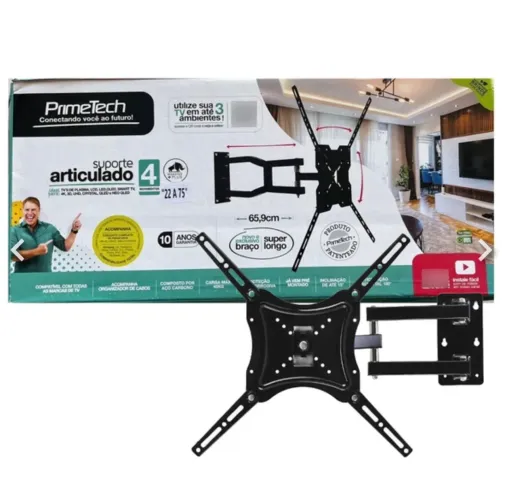 Suporte TV Articulado Primetech 4 Movimentos 22? - 75? - Braço longo