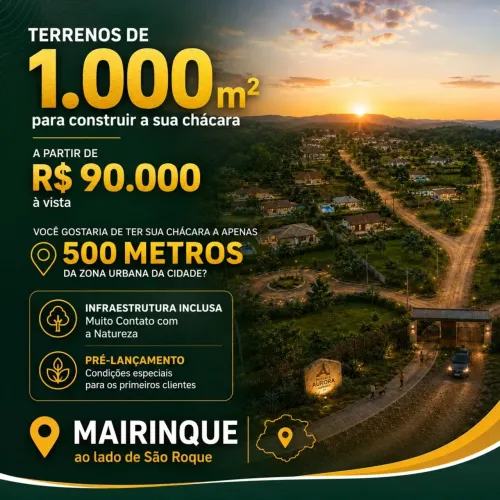 Garanta hoje seus 1.000m² em Mairinque/SP