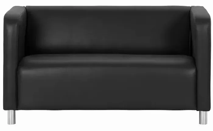 Sofá 2 Lugares Estofado Preto para Escritório ou Sala