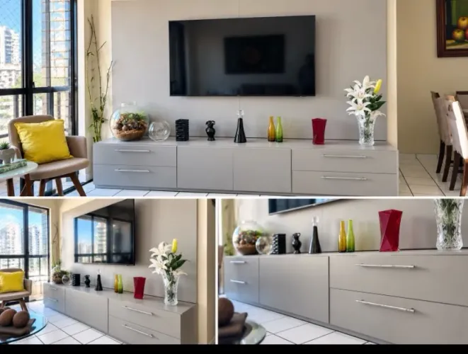 Hack com Painel para TV 2,50m - Cinza, Moderno e Sofisticado