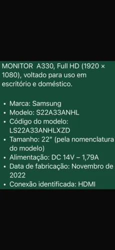 BARATO , MONITOR SAMSUNG A330 DOMÉSTICO.