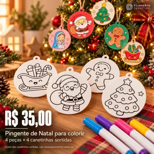 Pingente de árvore de natal para criança pintar, lava e pinta várias vezes, desenho pintar