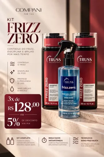 Kit shampoo, condicionador e máscara frizzzero Truss