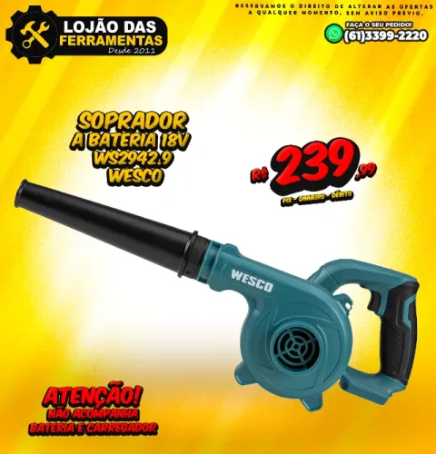 Soprador a Bateria 18v Ws2942.9 Wesco