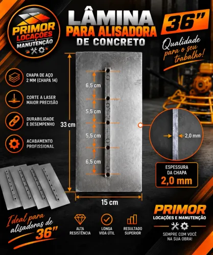 Lâmina para Alisadora de Concreto 24?, 36? e 48? - Pá de Bailarina