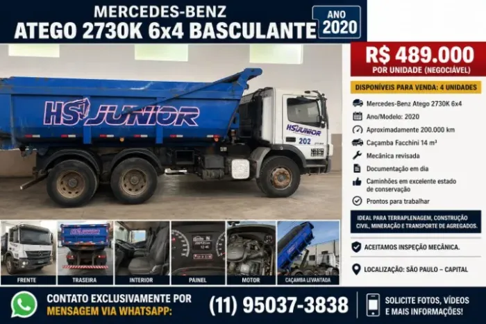 Mercedes-Benz Atego 2730K 6x4 Basculante - Ano 2020