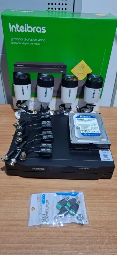 Kit dvr intelbras +4 cameras intelbras hd R$800 cham *