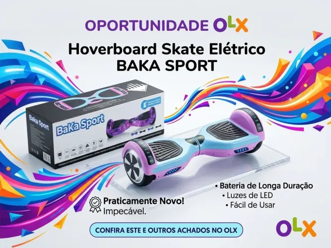 Hoverboard / Skate Elétrico Baka Sport - Praticamente Novo na Caixa! Oportunidade