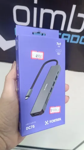 Hub Tipo c 7 Portas Fortrek Dc75 -Leitor Cartao - Usb -Hdmi 7 em 1 -Loja Coimbra Entrega
