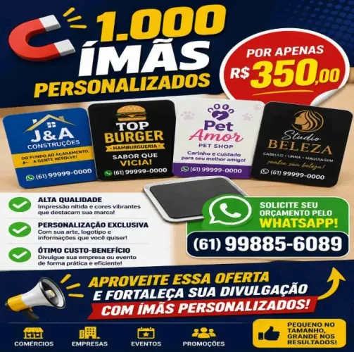 1000 imãs personalizados todo imantado 