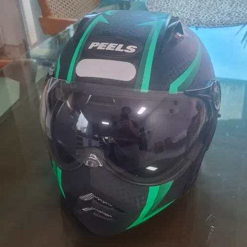 Capacete Escamoteável Peels Mirage Storm Preto/Verde (Tamanho 56)