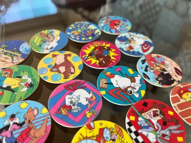 Lote Tazos Elma Chips 1997 - Coleção Completa Looney Tunes 1-80 + Holográficos E Voadores