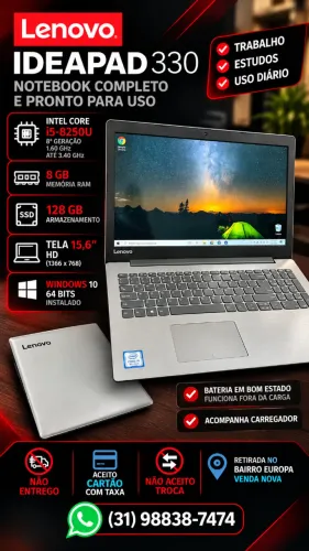 Notebook Lenovo Ideapad 330 - i5 8a Geração - SSD 128 - 8Gb Ram
