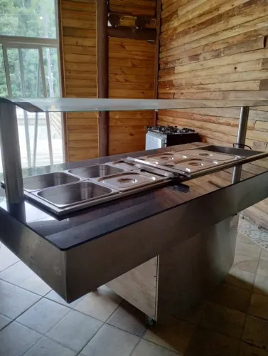 Buffet Gourmet Premium Aquecido para 6 cubas aço inox escovado