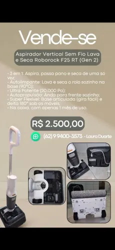 Aspirador Vertical Sem Fio Lava e Seca Roborock F25 RT (Gen 2) 