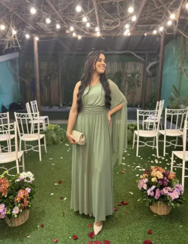 Vestido de festa verde oliva