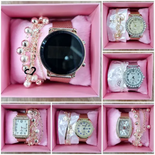 Conjunto 6 pçs kits relógios femininos + pulseira diversos modelos atacado revenda<br> 