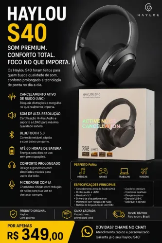 Headphone Haylou S40 Preto