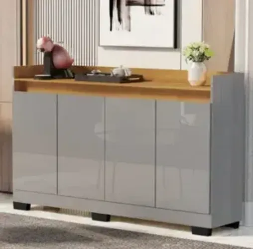 Novo! Buffet Real com 4 Portas Cinza e Mel - FRete Grátis