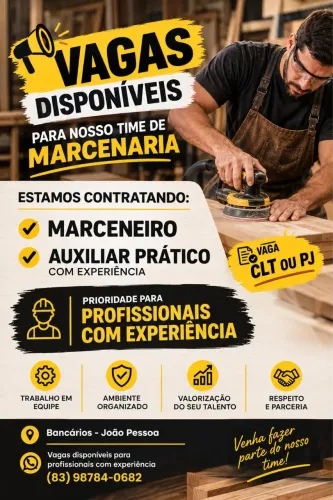 vaga para marceneiro/ auxiliar prático/ montador de móveis planejados