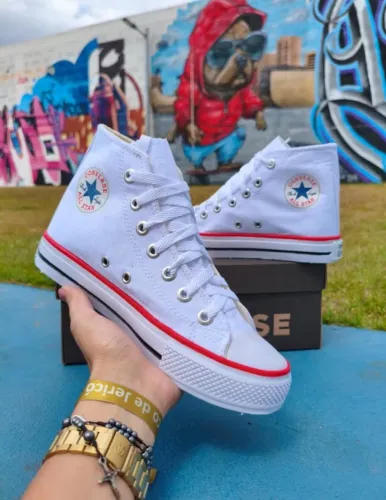 Tenis Converse Cano Alto Branco Pronta Entrefa