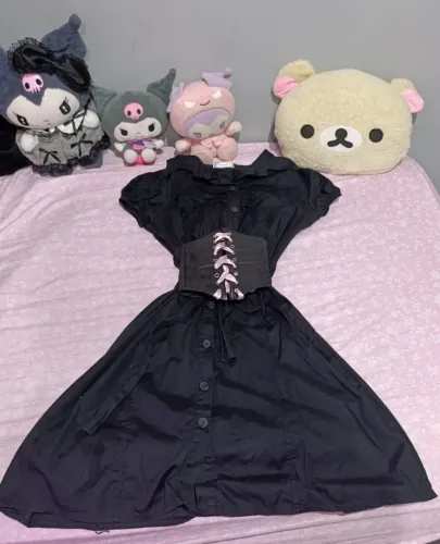 Vestido e Corset gótico fairycore fairygoth (Olhar Descrição)