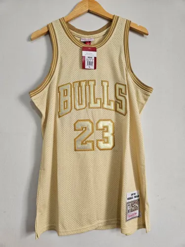 Regata Camiseta NBA Basquete Michael Jordan Chicago Bulls 97/98 M&N Edição Especial Gold