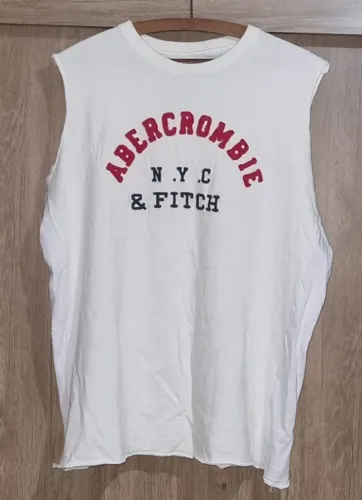 camiseta regata machao branca estampada abercrombie fitch
