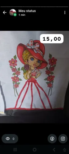 Pano de pratogrande 70 cm bonequinha