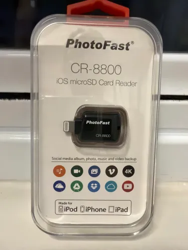PhotoFast CR-8800 Original | Leitor mic vc roSD para iPhone/iPad Lightning | Nunca Usado