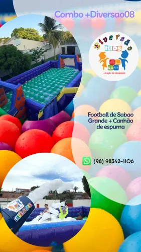Futebol de sabão festa infantil e canhão de espuma 