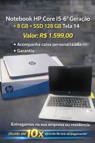 Notebook Hp Core i5 6° geraçao + 8 gb + ssd 120