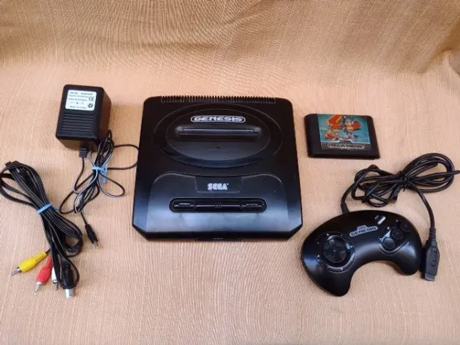 Console Sega Genesis Com Um Controle e Um Jogo 