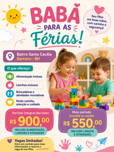 Babá Disponível | Férias | Bairro Santa Cecília
