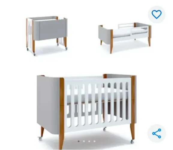 Berço/Mini berço/cama 3x1 cor rose com branco