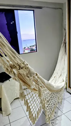 Rede De Dormir Descanso Balanço Casal Resistente Cor Bege Crua Cru