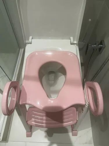 Assento Redutor Infantil Vaso Sanitário Privada Com Escada Trono Troninho (Rosa)